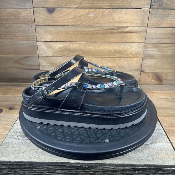 Isabel Marant Ellham Womens Sz EU 36 US 5 Black Embelished flat Shoes Sandals - Picture 1 of 10